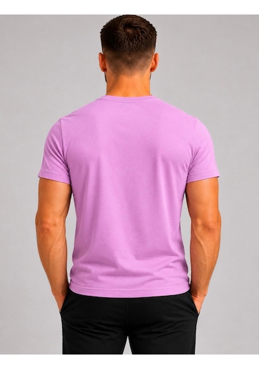 Axxel Erkek Pembe Pamuklu V Yaka Kısa Kollu T-shirt-d804