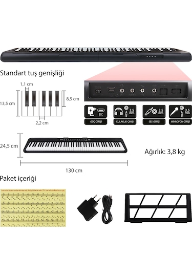 Jwin Jdp-3088 Tuş Hassasiyetli 88 Tuşlu Dijital Piyano - Siyah
