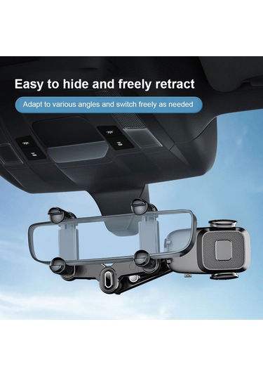 Çok Fonksiyonlu Araba Dikiz Aynası Cep Telefonu Montaj Evrensel Araç Geri Çekilebilir Telefon Klip Tutucu - Green