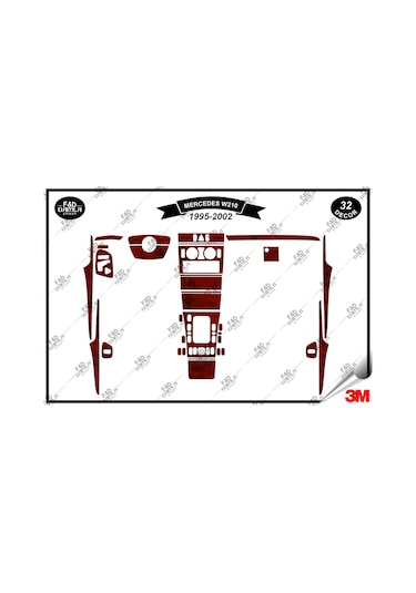 Mercedes W 210 1995-2002 Torpido Konsol Trim Göğüs Maun Kaplama Set 32 Parça Maun