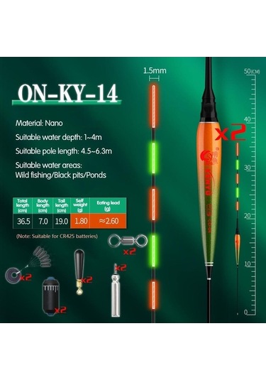 Novahub Onlyou 2 Adet Nano Akıllı Balıkçılık Şamandıra Bite Alarm Balık Yemi Su Gölgesiz Ş Led Işık Otomatik Renk Değiştirme Şamandıra