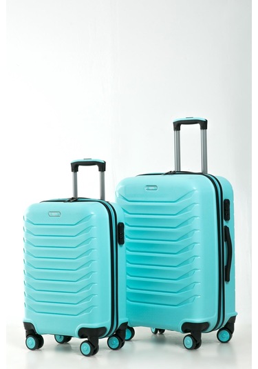 Yefa Pp Polipropilen Kırılmaz Orta & Kabin Boy 2'li Valiz Seti Su Yeşili