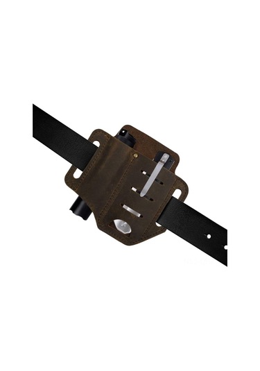 Aubyhe Deri Askeri Cep Çanta - Taç, Siyah Renkli, Kemer Uyumlu, Çakı Ve Araç Taşıma, Outdoor Etkinlikler İçin