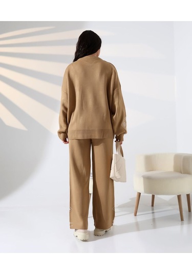 Marakeş Esintisi Alt-üst Triko Takım Kamel
