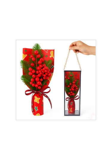 Pvc Kutulu Kokinalı 26cm X 8,5cm Yılbaşı Buketi - Kırmızı