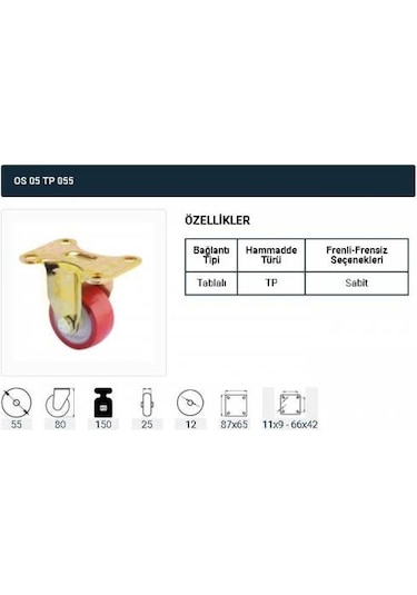 Sabit Tablalı Servis Tekeri Polyemid Döner Servis Tekeri 55 Mm Uy N11.52370