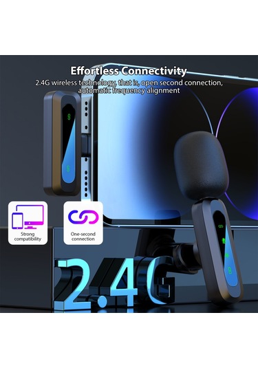 Mufunye Kablosuz Yaka Mikrofonu Sistemi Çift Mikrofon Gürültü Azaltma Kablosuz İletim Hafif Tak Ve Çalıştır F