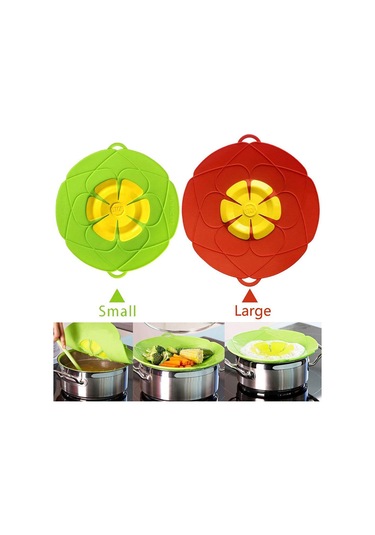 Teltree 2'li Set Silikon Taşma Önleyici Kapak - 26cm & 28cm - Fırın, Bulaşık Makinesi Uyumlu Çok Renkli