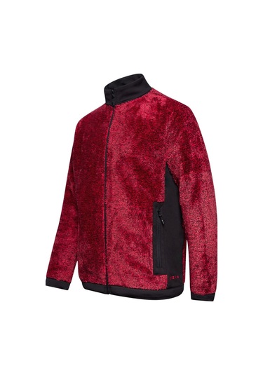 2as San Diago Erkek Tam Fermuarlı Çizgili Polar Kırmızı