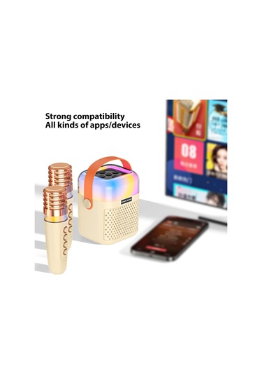 Mufunye Kablosuz Mikrofonlu Karaoke Makinesi Bt Mikrofon Ve Hoparlör Rgb Işık Efektli Ktv Seti 3d Surround S G