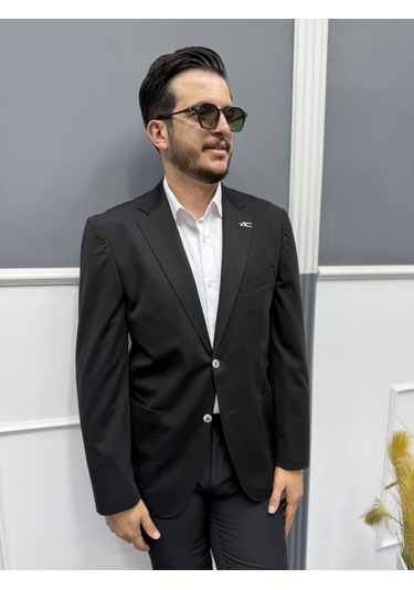 Avni Ceylan Signature Stil Tek Düğme Kırışmaz Ceket Siyah