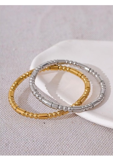 Novahub Gümüş Boncuk Bilezik, Su Geçirmez, 57mm Paslanmaz Çelik, Kadın Bileklik, Yeni Gümüş Model, Yüksek Kalite/ Gümüş