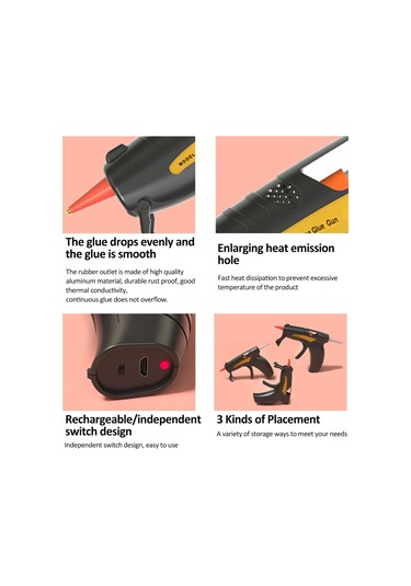 Yifomall "usb Şarjlı Profesyonel Sıcak Yapıştırıcı Tabancası - 50 Yapıştırıcı Çubuklu, Hızlı Isınma, Taşınabilir"