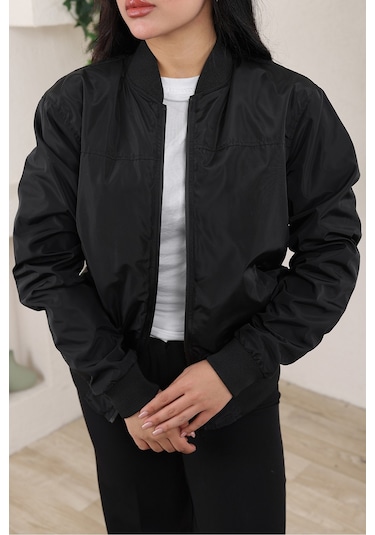 Bomber Kolej Su Geçirmez Ceket Siyah Bndk