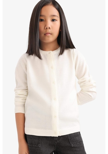 Defacto Kız Çocuk Bisiklet Yaka Düğmeli Hırka N8407a625auer233 Ekru