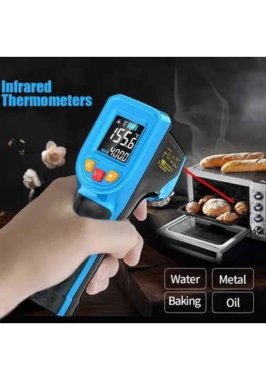 Boatshop1 C400a Yüksek Hassasiyetli Kızılötesi Termometre Endüstriyel Mutfak Fırın Yağ Ve Su Sıcaklık Ölçer
