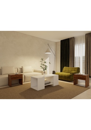 Lupo Orta Sehpa Amalfi Beyaz Renk Kahverengi