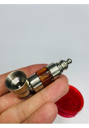 Minik Ceplik Metal Pipo 6 CM + Grinder