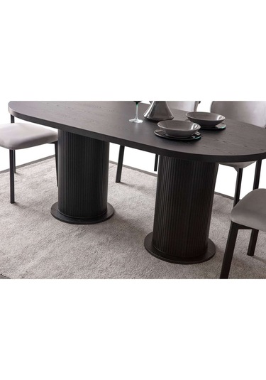 Askeron Yemek Masası Takımı 4 Kişilik 4 Sandalye Siyah