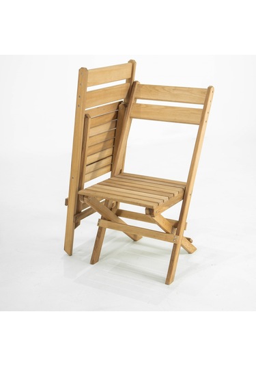 Flat Kayın Ahşap Katlanır Bahçe Balkon Sandalyesi Ahşap