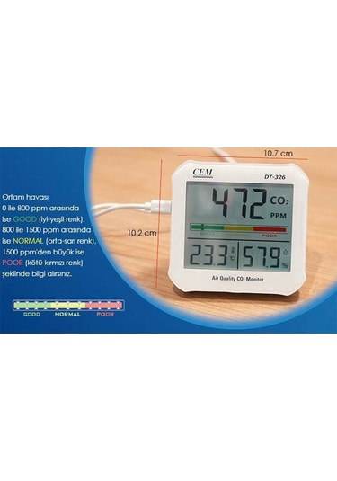 Cem Dt-326 Hava Kalitesi Ve Karbondioksit Ölçer
