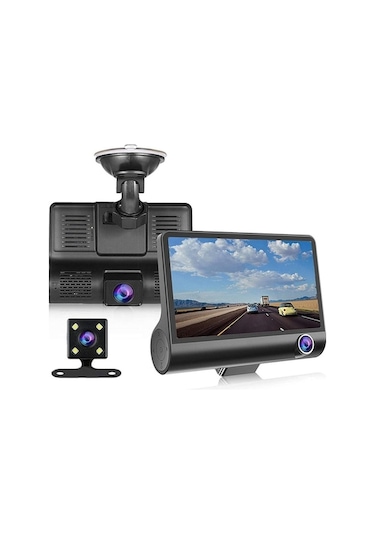 Joyjadehub Araba Dvr Dashcam Dash Kamera Hd Ekran 1080p 3 Lensli