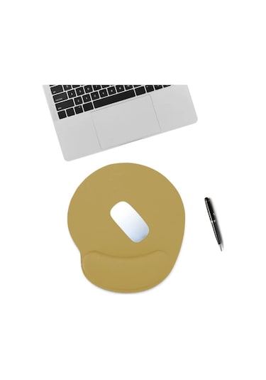 Bej Bilek Destekli Ergonomik Jel Kaymaz Taban Mouse Pad