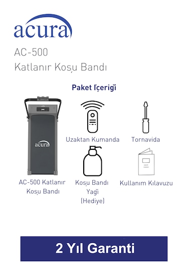Ac-500 Bluetoothlu, Hoparlörlü, Uzaktan Kumandalı Katlanır Koşu Bandı