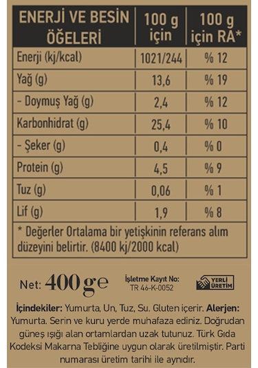 Akalp Çiftliği Ev Yapımı Erişte 400 G