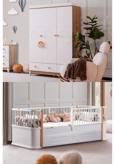 Antalya Yavrulu Karyola, Alvin 3 Kapaklı Dolap Ceviz