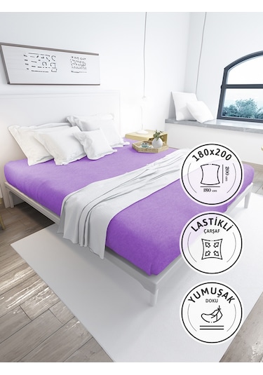 Favora Battal Boy Lastikli Penye Çarşaf - Mor