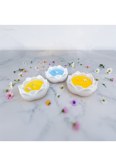 3'lü Lotus Çiçeği Mum