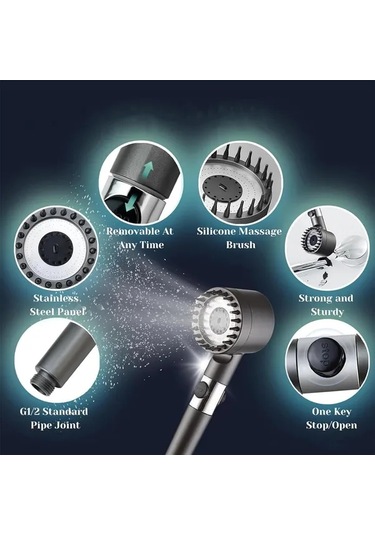 Duş Başlığı 1 Adet Ion Damlaları Duş Başlığı, 2025 Yeni Iondrops Filtreli Duş Başlığı İle El Duşu İle Hortum Ayarlanabilir Ayarlar 11.8x5cm Çift Kişilik