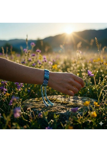 Flora El Yapımı Makrome Bileklik Mavi