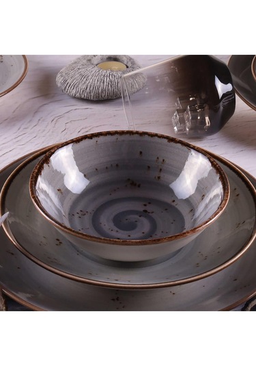 Tulü Porselen Deniz Reactive 67 Gri 24 Parça Yemek Takımı