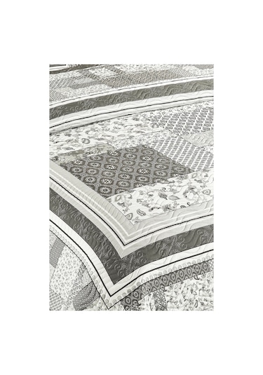 Örtüm Luna Çift Kişilik Kapitone Yatak Örtüsü Takımı - Gri Gri