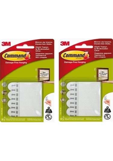 2 Adet 3M Command 17202 Küçük Boy 1.3Kg Iz Bırakmayan Cırt Bant