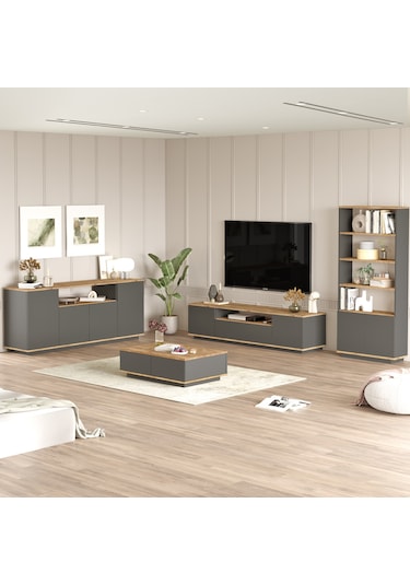 Robin Home Loft Tv Ünitesi Orta Sehpa Konsol Kitaplık 4'lü Set...