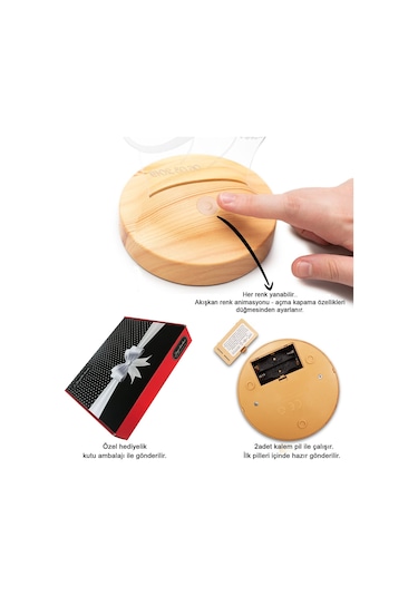 Baş Öğretmen Mustafa Kemal Atatürk ve Öğrenciler, Öğretmene Hediye Atatürk Sözleri Yazılabilen Led Lamba