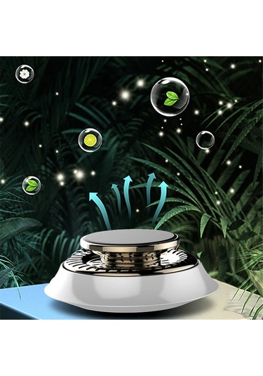 Yaozixa Güneş Enerjili Otomobil Aromaterapi Dağıtıcı - Solar Döner Kokusu - Elektromanyetik Molekül Etkisiyle Koku Giderici - Beyaz - Koloş Kokusu