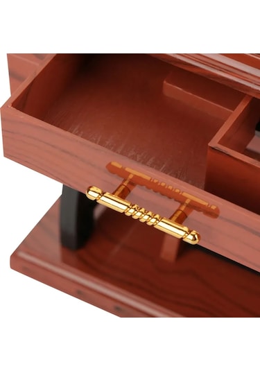 Reedark Retro Dikiş Makinesi Desenli Mini Müzik Kutusu - Çarklı Hareketli, Çekmeceden Müzik Çalar, Nostaljik Hediye Odun