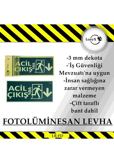 Lorex Acil Çıkış Fosforlu Levhası Aşağı Yön (Dekota Malzeme) (23328719)