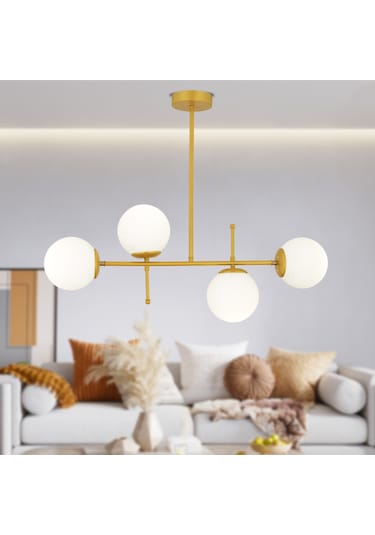 Günay 4'lü Modern Mutfak Yemek Masası Üstü Yatak Odası Salon Avize Gold