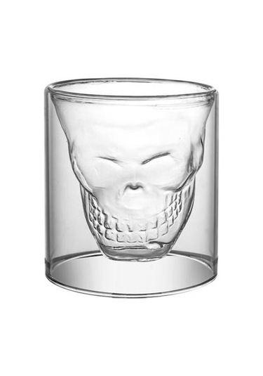 1 Parça Çift Wal100 Ml Kafatası Kafa Şekli Atış Cam Kupası Kokteyl Gözlük Bardak Hediye Kocası Şeffaf Altın