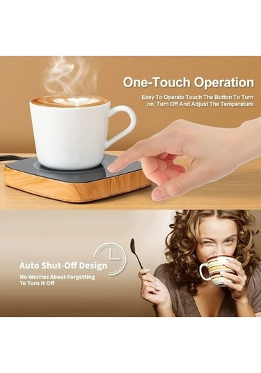 Fastbuy Turcoshop11 Ahşap Mavi Isıtmalı Kahve Fincanı - 3 Sıcaklık Seçenek, Ev Ve Ofis Kullanımı İçin