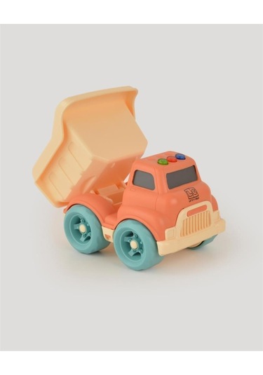 Let's Be Child Sesli Ve Işıklı Minik Kamyon 31016 Turuncu - Bej Kasalı, Çocuklar İçin Oyuncak Kamyon