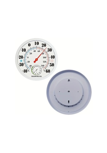 Topshop1 Beyaz 1 Adet Duvara Monte Dekoratif Metal Yuvarlak Higrometre Termometre 24 5cm Depo Hastane Otel Kullanimi