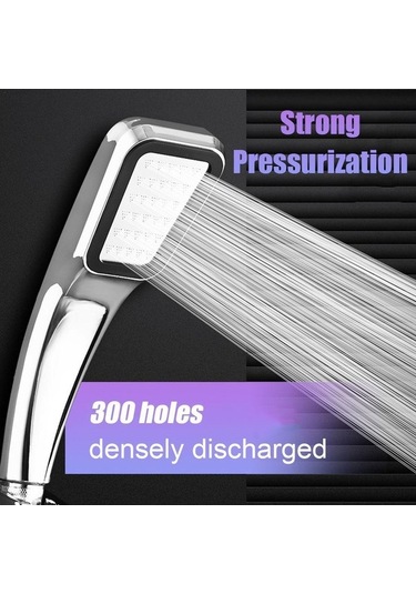 Primepickings B 300 Delik Kompresörlü Duş Başlığı Yüksek Basınçlı Yağış Duş Başlığı Su Tasarrufu Krom Ba 2 Katlı Gri