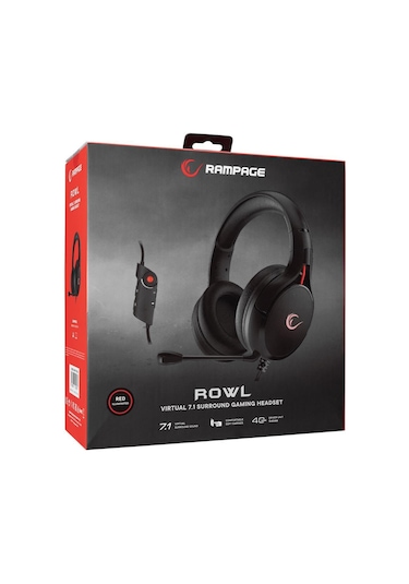 Rampage Rm-k57 Rowl Kırmızı Led Usb 7.1 Surround Mikrofonlu Oyuncu Kulaklığı Rampage