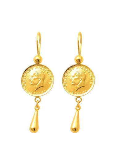 Ata Çeyrek Damla Küpe 22 Ayar Altın